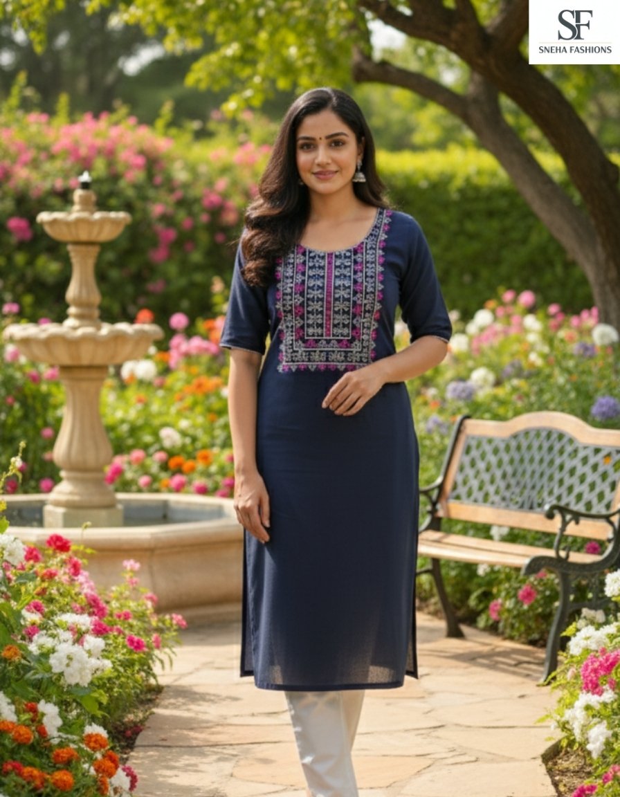 Straight Fit Embroidered Kurti
