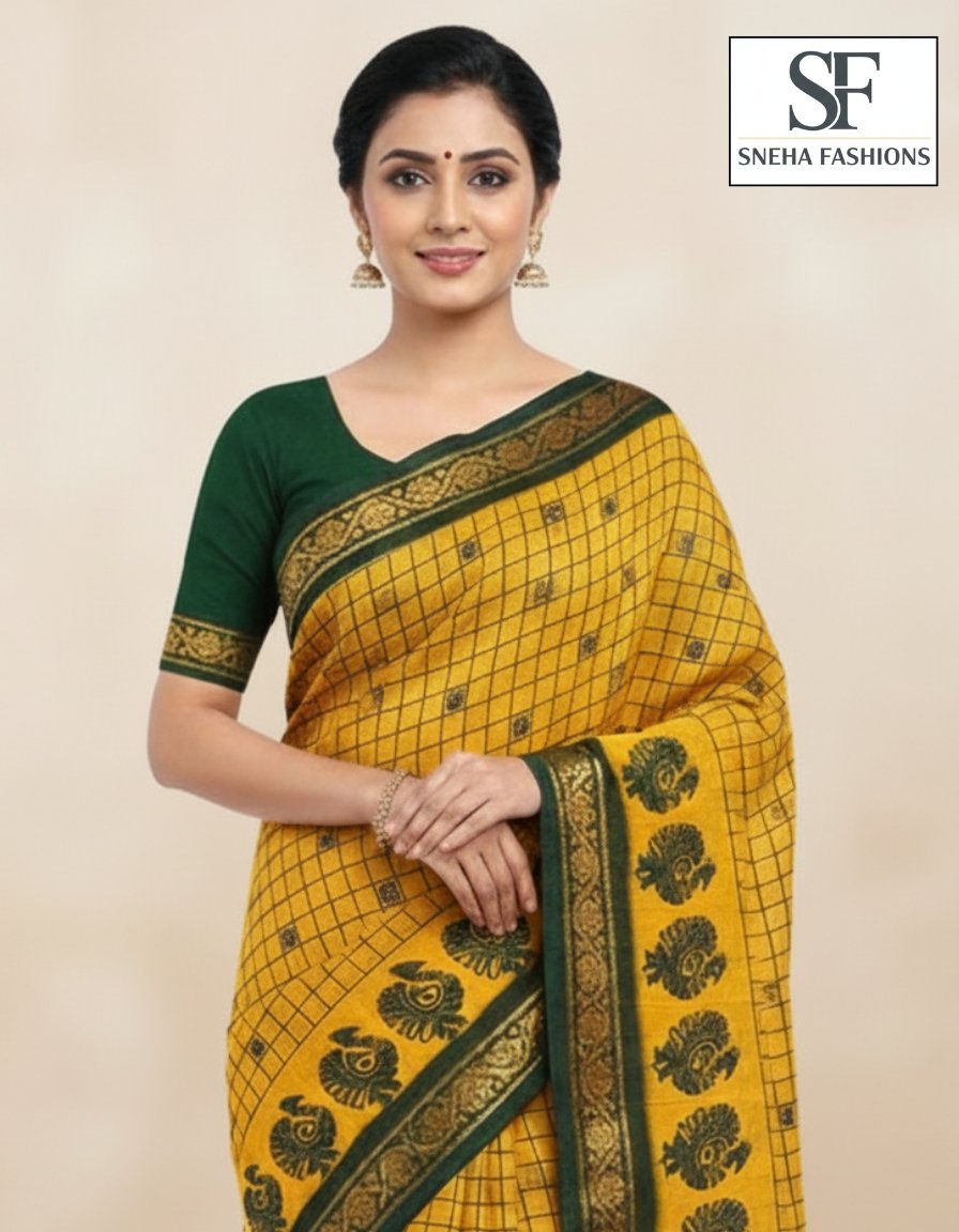 South Indian Cotton Sungudi Saree