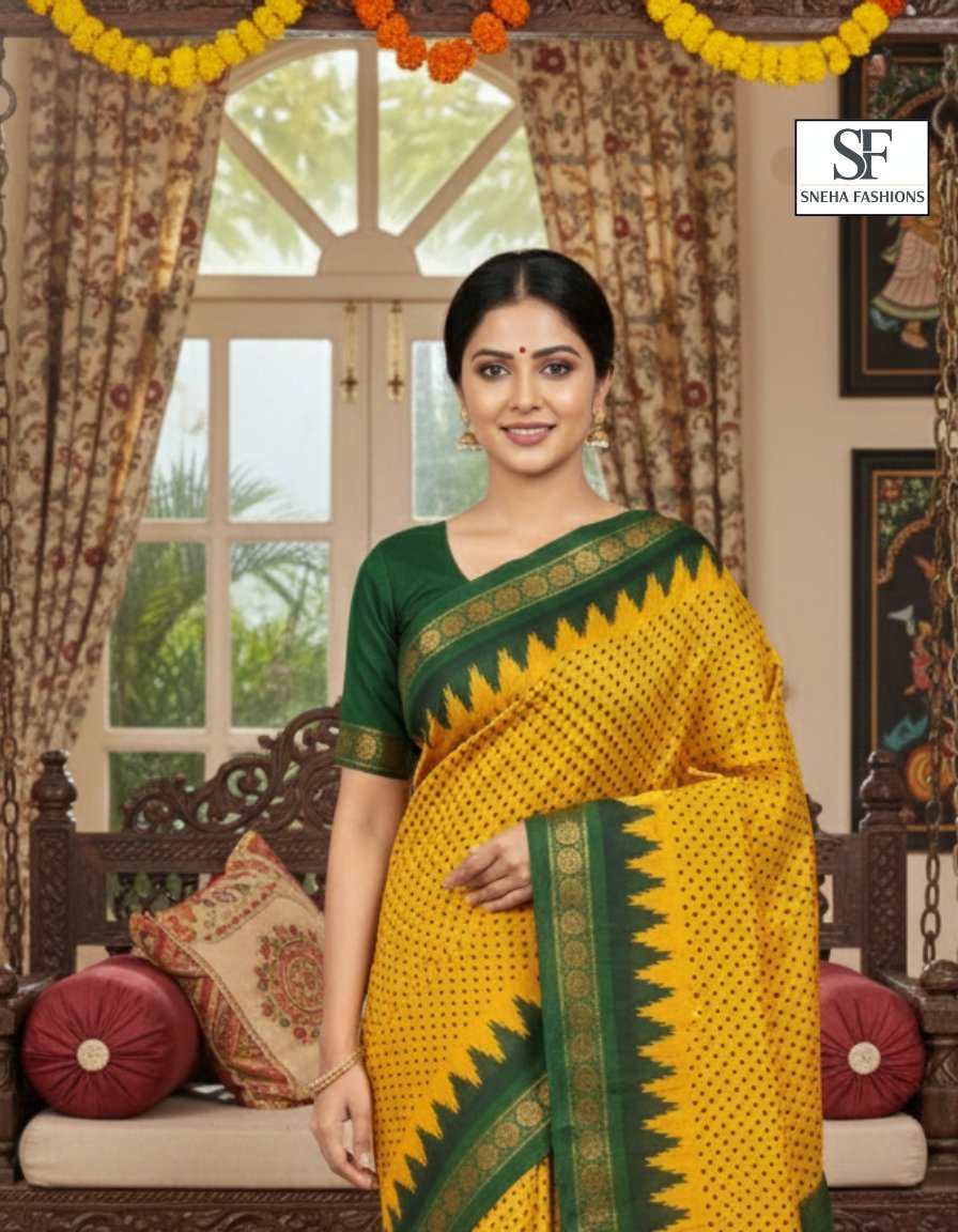 Women's Sungudi Sarees Temple Border Design