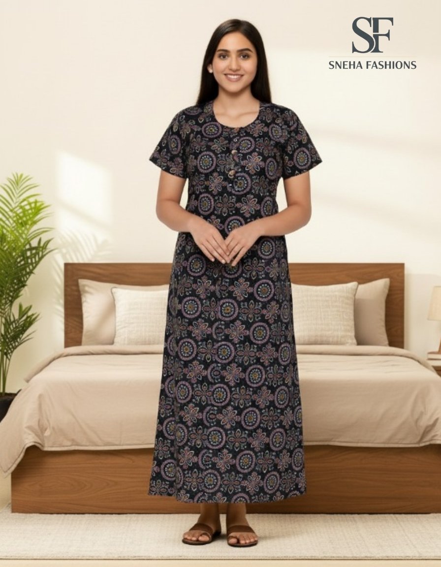 Violet Ethnic Pattern Nightgown