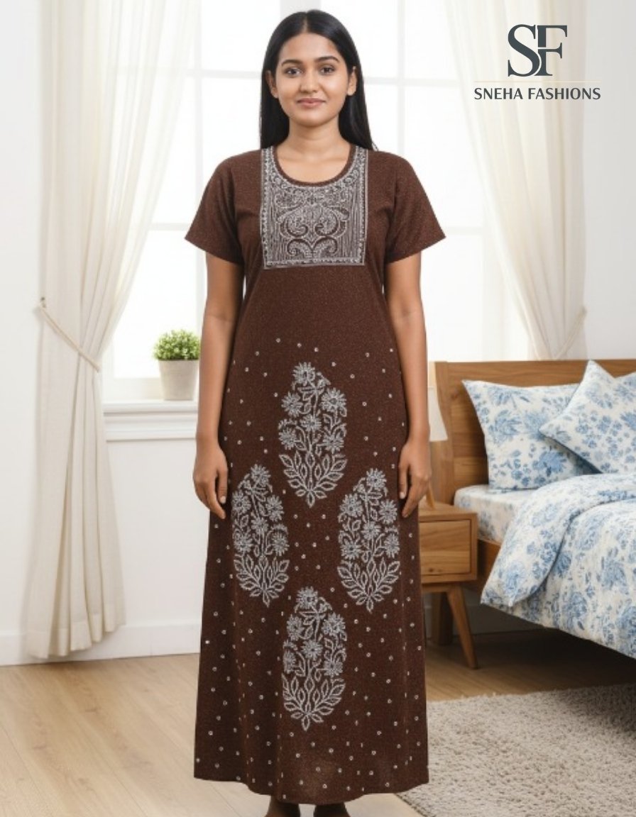 Brown With Delicate Printed Maxi