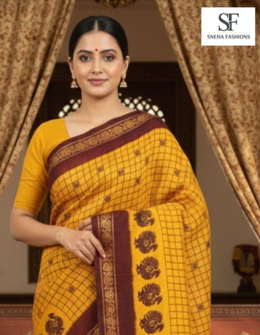 Zari Border Hand Printed Sungudi Sarees